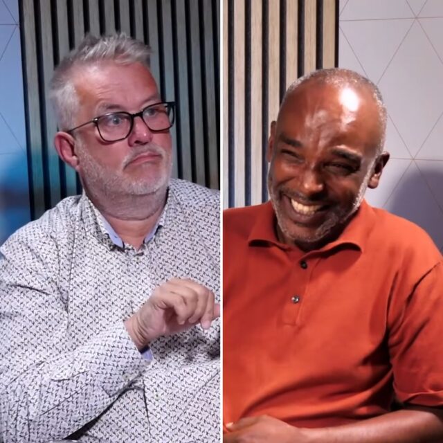 Michael Quinlan from RNID and Ahmed Mudawi, Co-Chair of the Oversight Group, during the BSL and AI livestream
